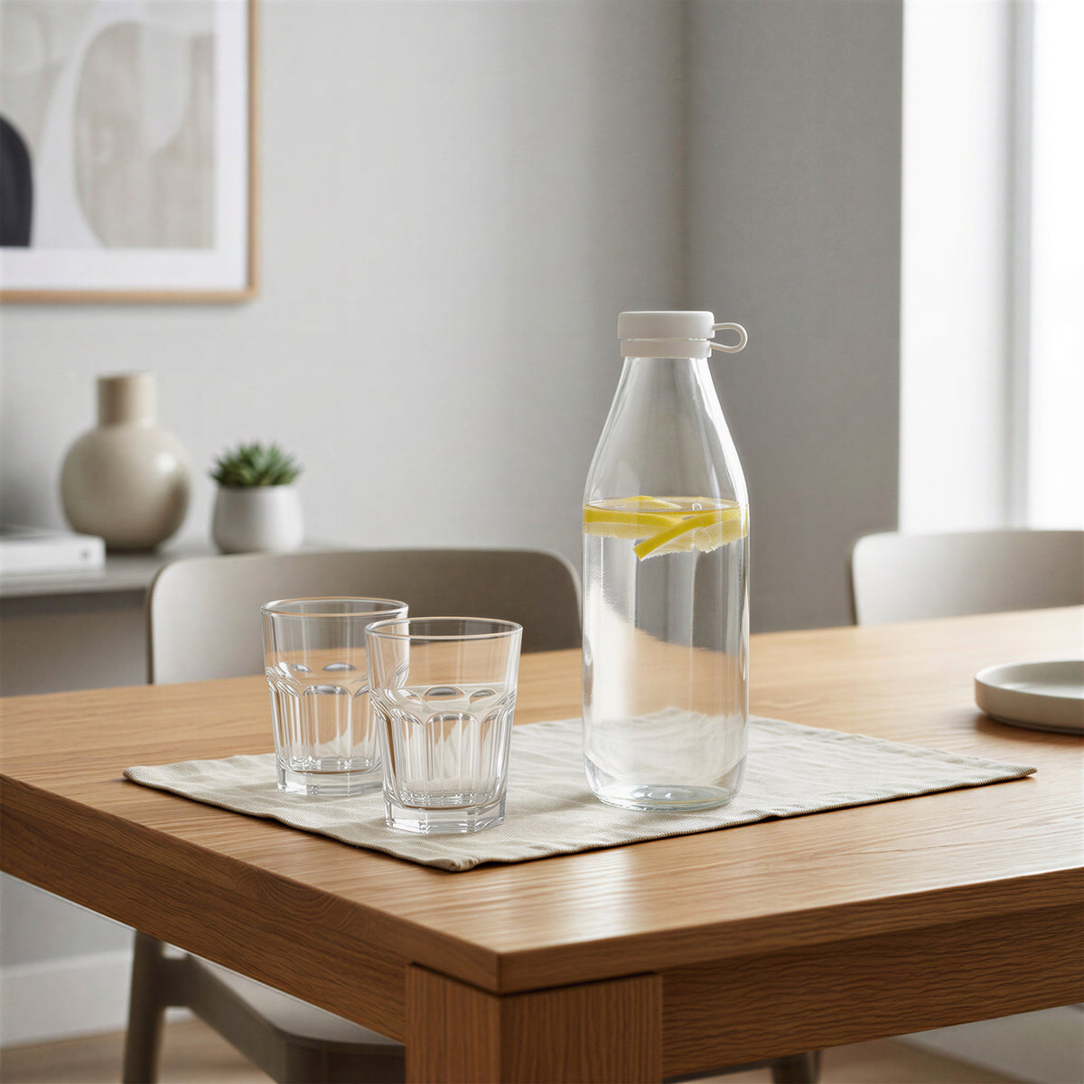 1L Glass Water Bottle with Silicone Lid