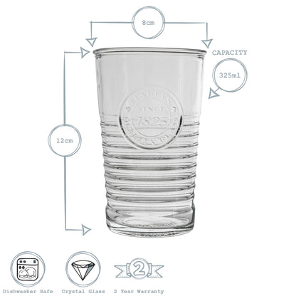 Bormioli Rocco Officina 1825 Vintage Glass Drinking Tumbler - 325ml