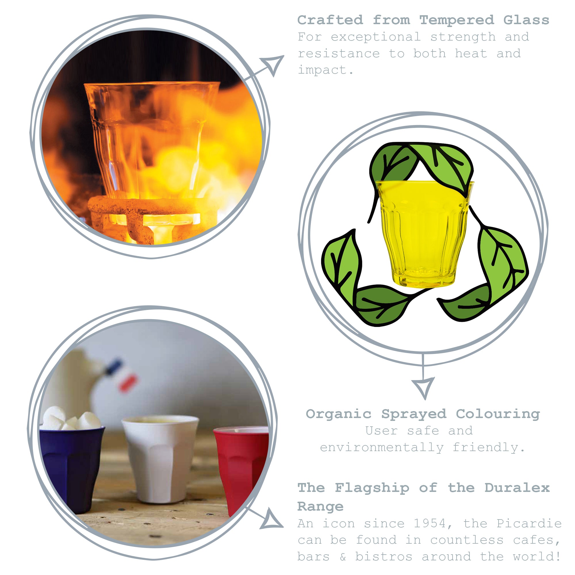Picardie Glass Drinking Tumbler - Amber - 250ml