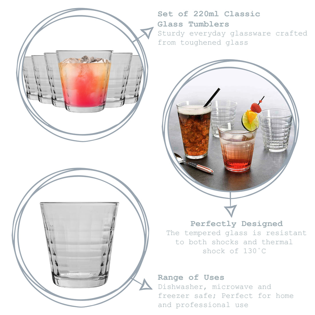 Duralex Prisme Glass Drinking Tumbler - 220ml