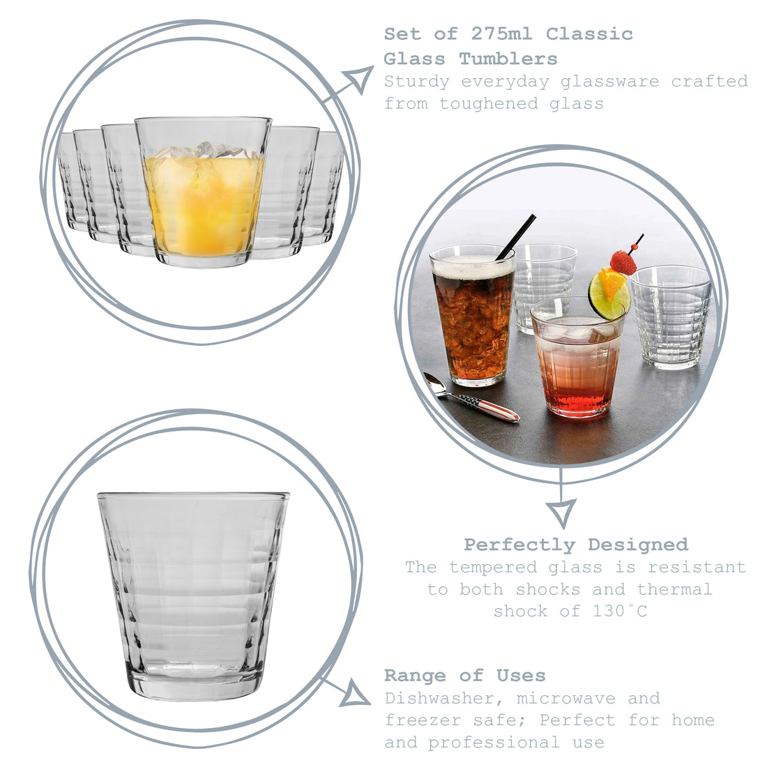 Duralex Prisme Glass Drinking Tumbler - 275ml