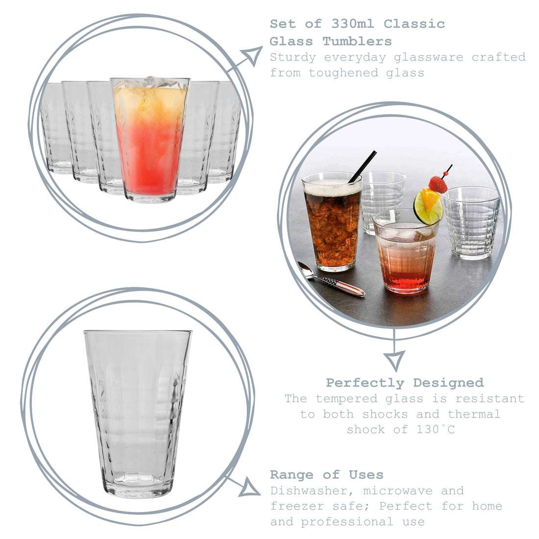 Duralex Prisme Glass Drinking Tumbler - 330ml