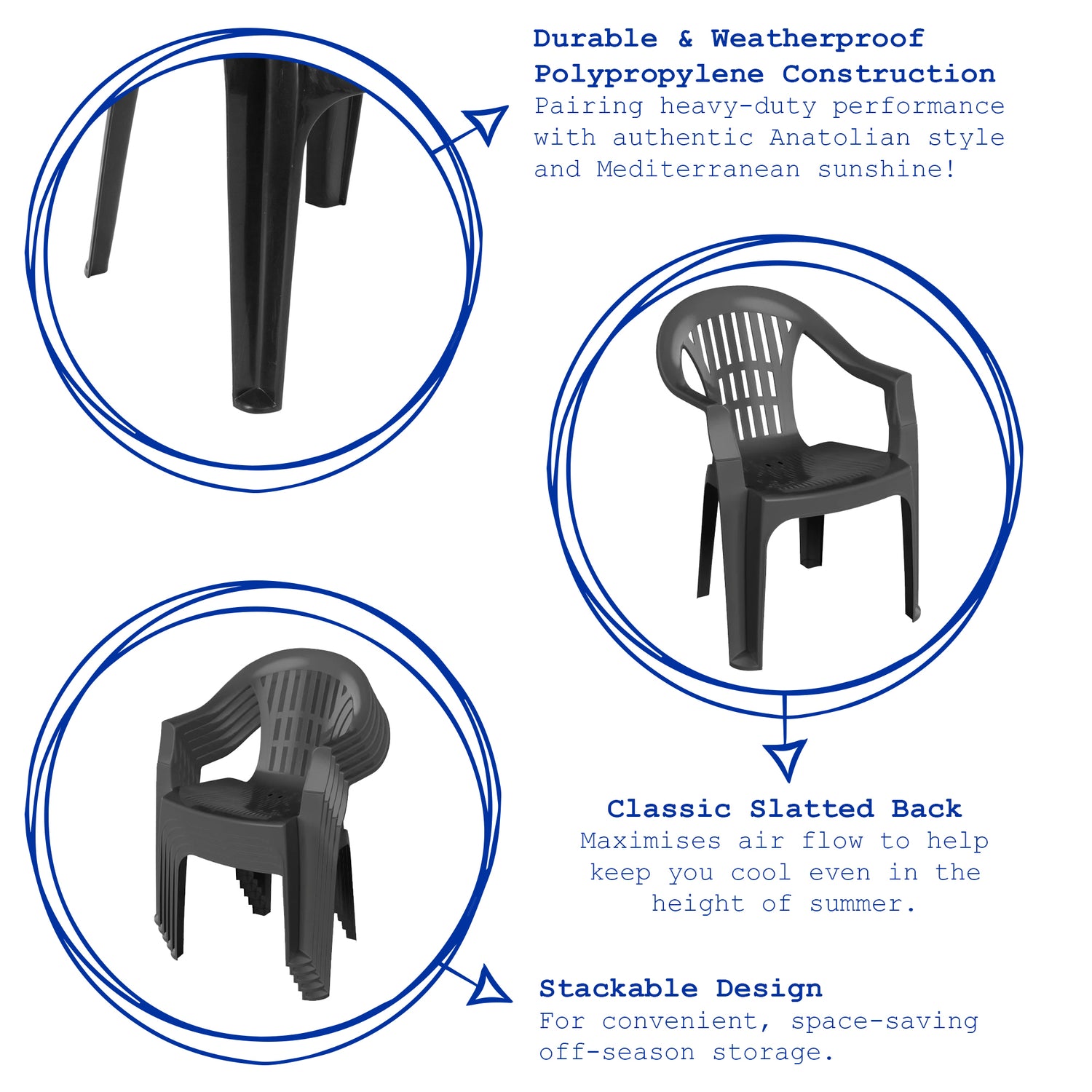 Milas Garden Dining Chair - Anthracite