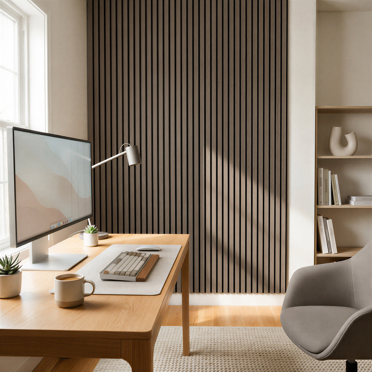 Wooden Acoustic Wall Panel - 120 x 60cm - Grey/Black