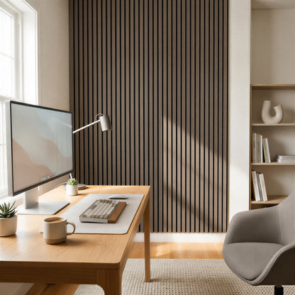 Wooden Acoustic Wall Panel - 120 x 60cm - Grey/Black