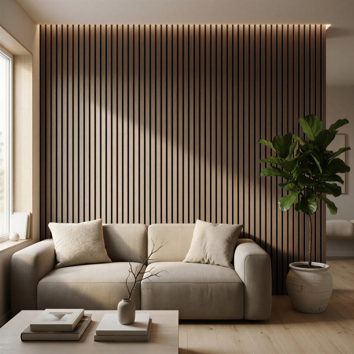 Wooden Acoustic Wall Panel - 120 x 60cm - Walnut/Black