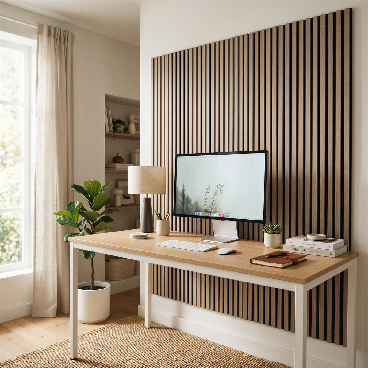Wooden Acoustic Wall Panel - 120 x 60cm - Walnut/Black