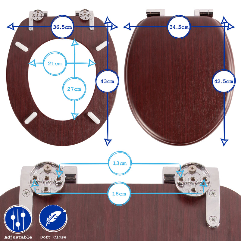 Soft Close Wooden Toilet Seat - By Harbour Housewares