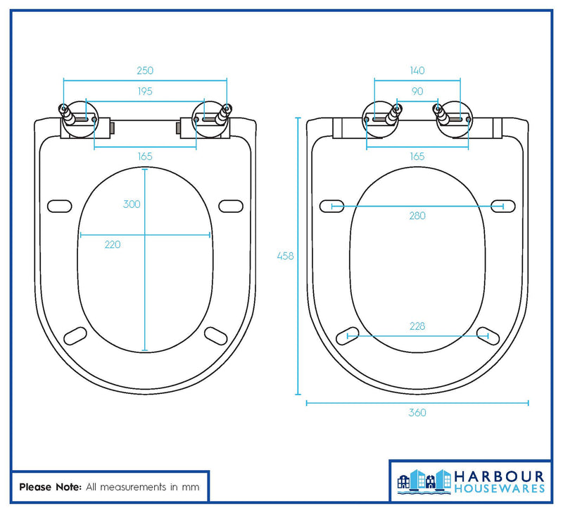 White Square Soft Close Toilet Seat - By Harbour Housewares