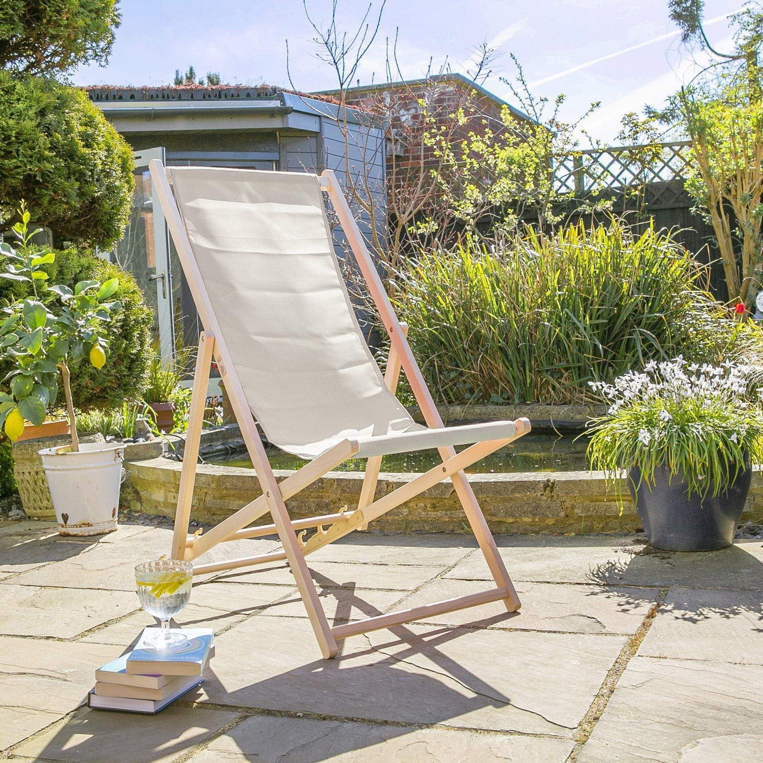 Cream Coloured Beach Deck Chair from Rinkit
