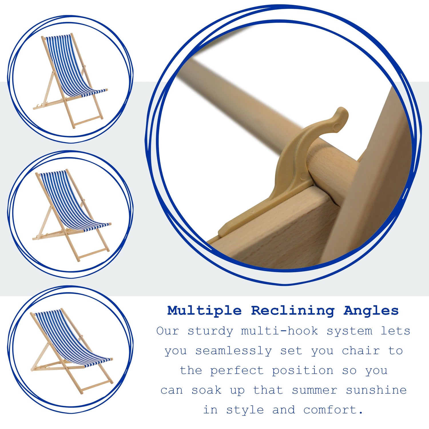 wooden deck chair adjustable detail