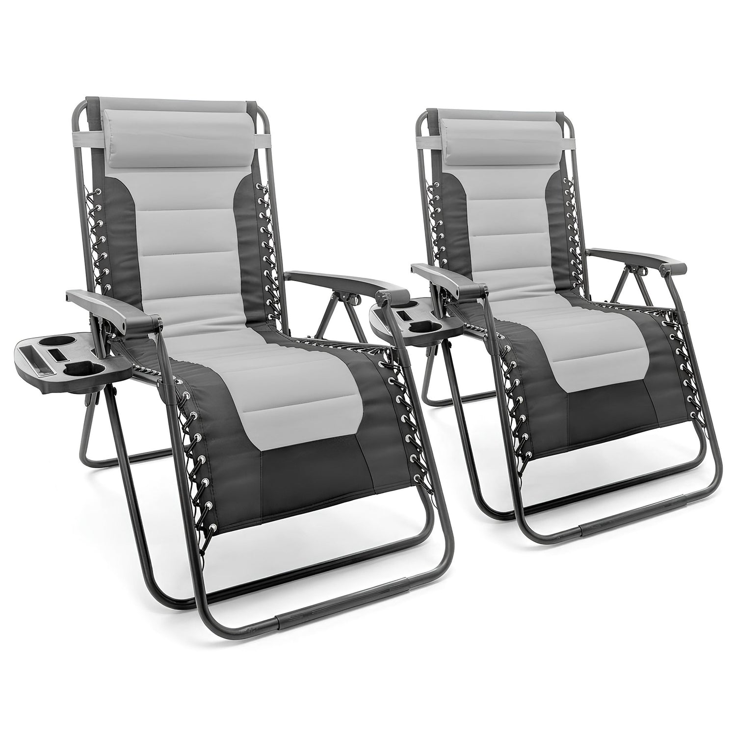 2 Piece Padded Zero Gravity Chair Set - Grey