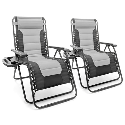 2 Piece Padded Zero Gravity Chair Set - Grey