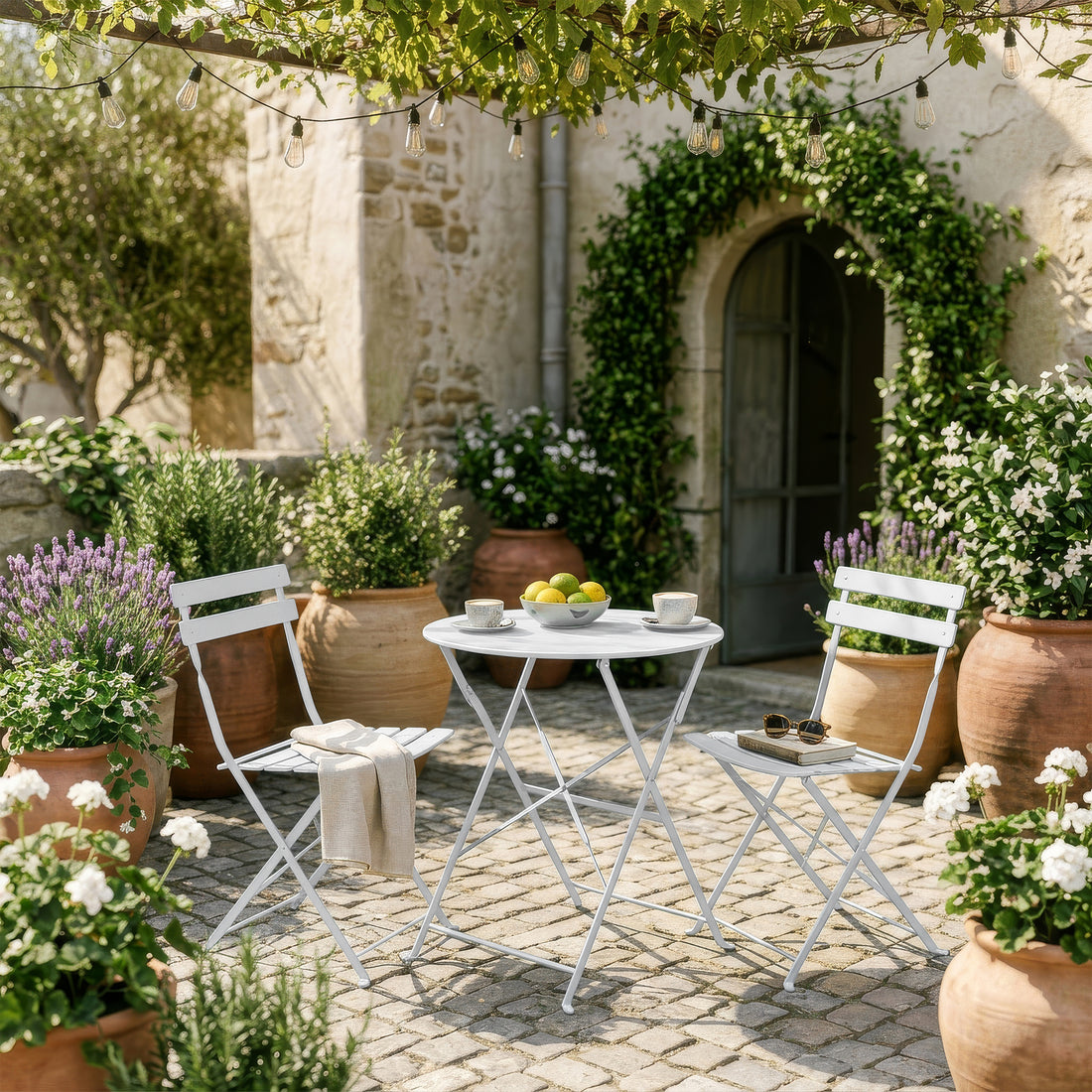 2 Seater Sussex Bistro Set - Round - White
