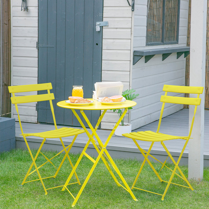 Harbour Housewares 2 Seater Sussex Bistro Set - Round - Yellow