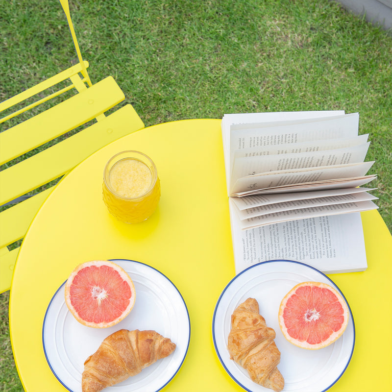 Harbour Housewares 2 Seater Sussex Bistro Set - Round - Yellow