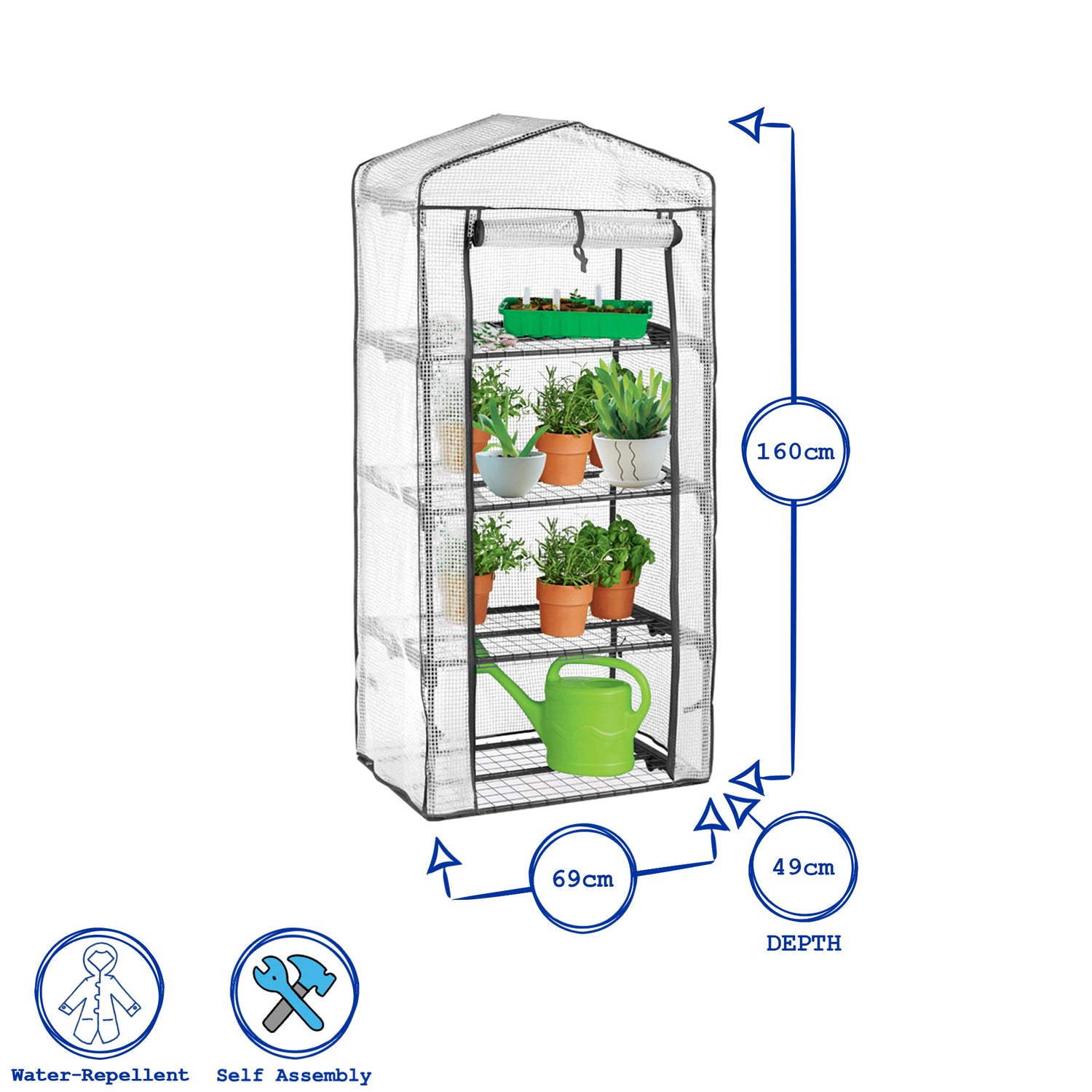 Plastic 4-Tier Mini Greenhouse - 3ft x 6ft - By Harbour Housewares