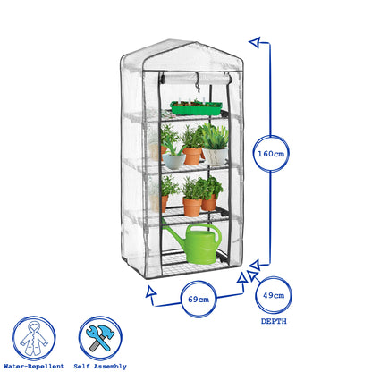 Plastic 4-Tier Mini Greenhouse - 3ft x 6ft - By Harbour Housewares