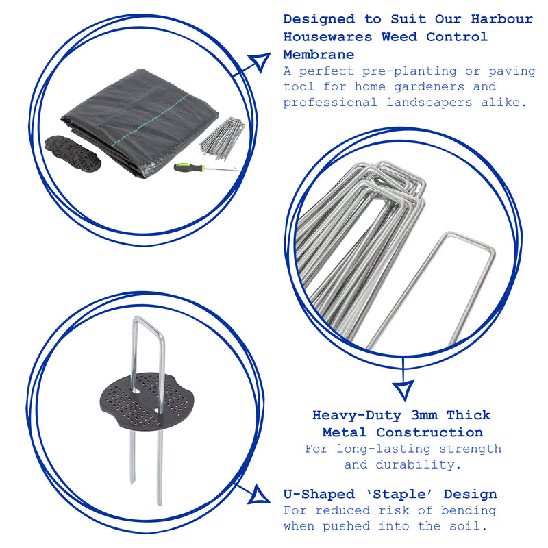U-Shaped Weed Control Membrane Pegs - 6" (150mm) - By Harbour Housewares