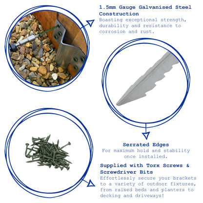 Galvanised Steel Railway Sleeper Brackets - 40cm - Pack of 10