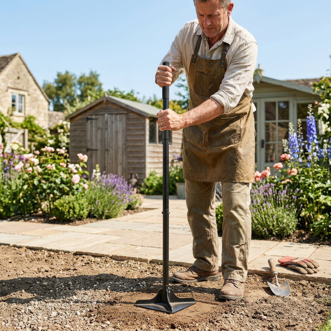 20cm Ground Tamper with 1.22M Handle - Black