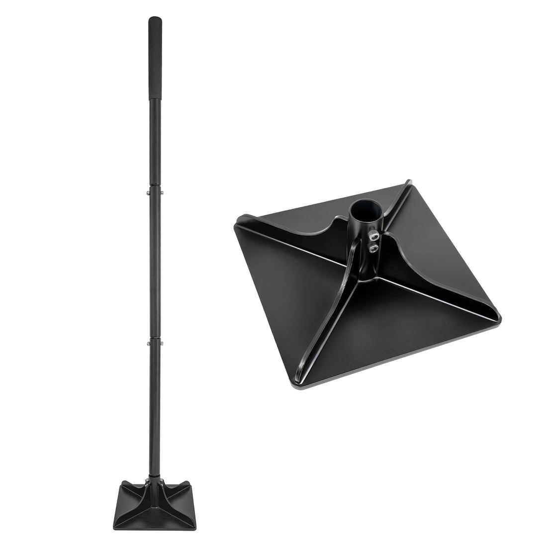 20cm Ground Tamper with 1.22M Handle - Black