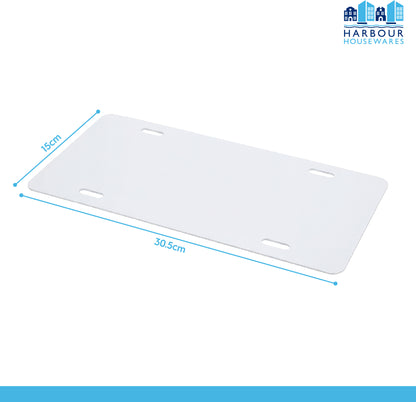 Rectangular Aluminium Blank License Plate - 30.5 x 15cm - White