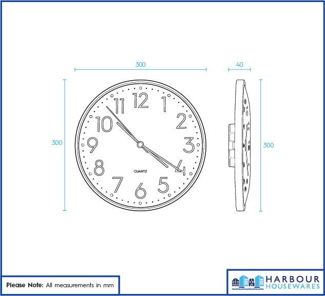 Wall Clock - 30cm - Black