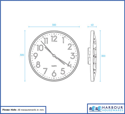 Wall Clock - 30cm - Black