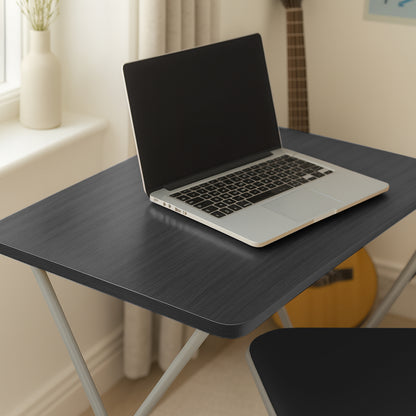 Harbour Housewares Folding Computer Desk - Black and Silver