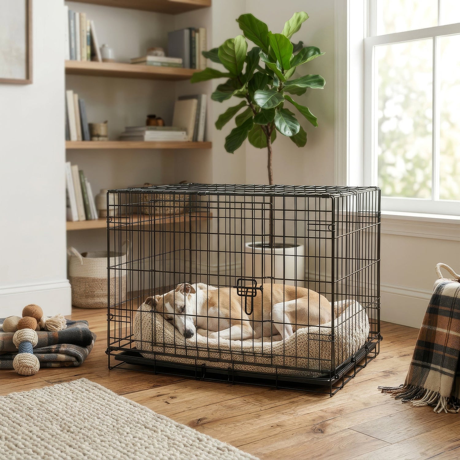 2 Door Metal Dog Crate with Removable Tray - Medium