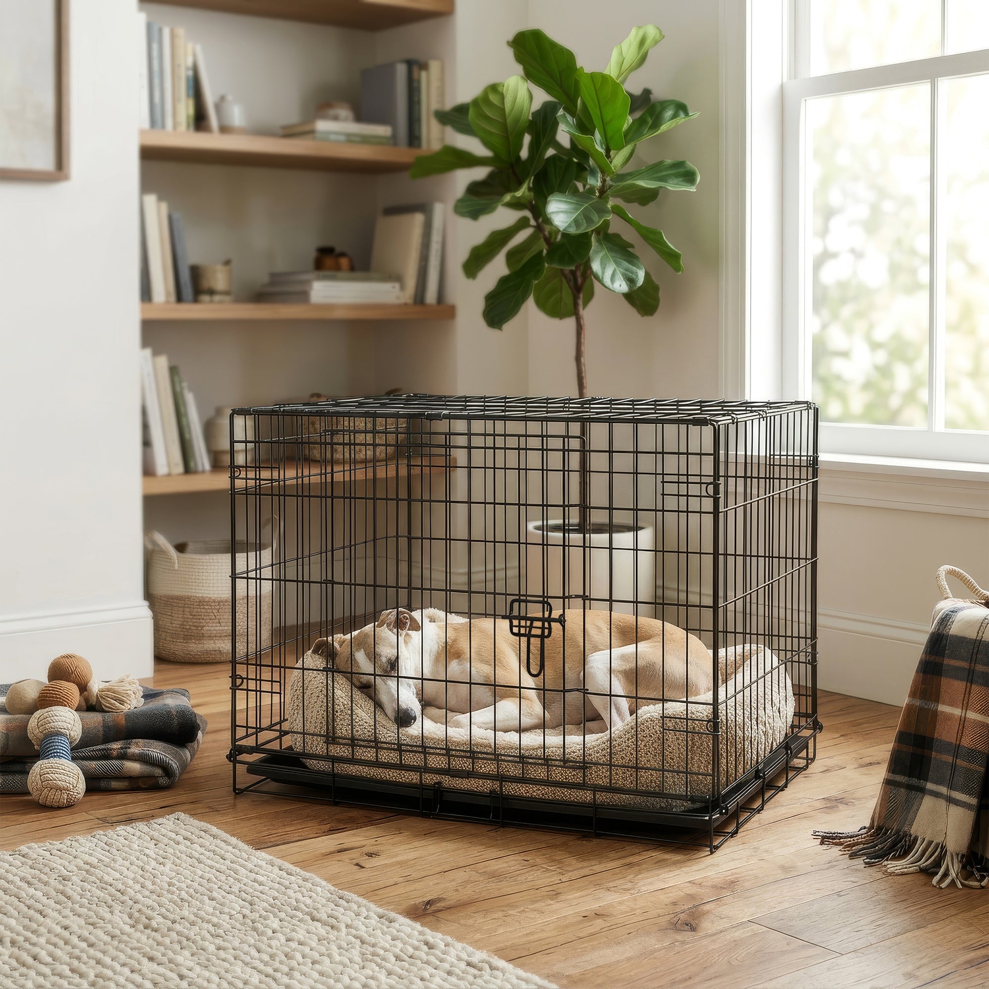 2 Door Metal Dog Crate with Removable Tray - Medium
