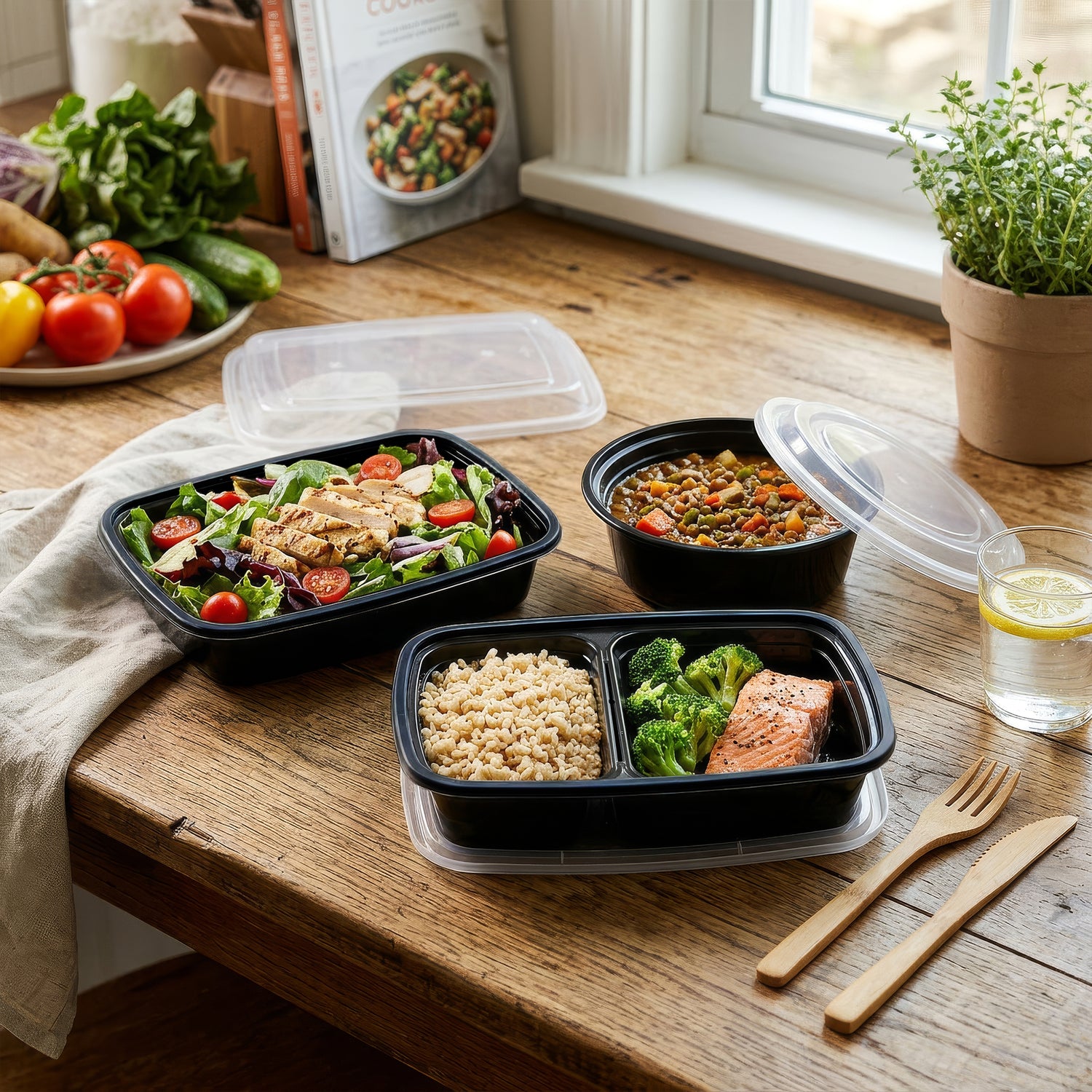 Reusable Meal Prep Containers - 1 Compartment (1120ml) - Pack of 10