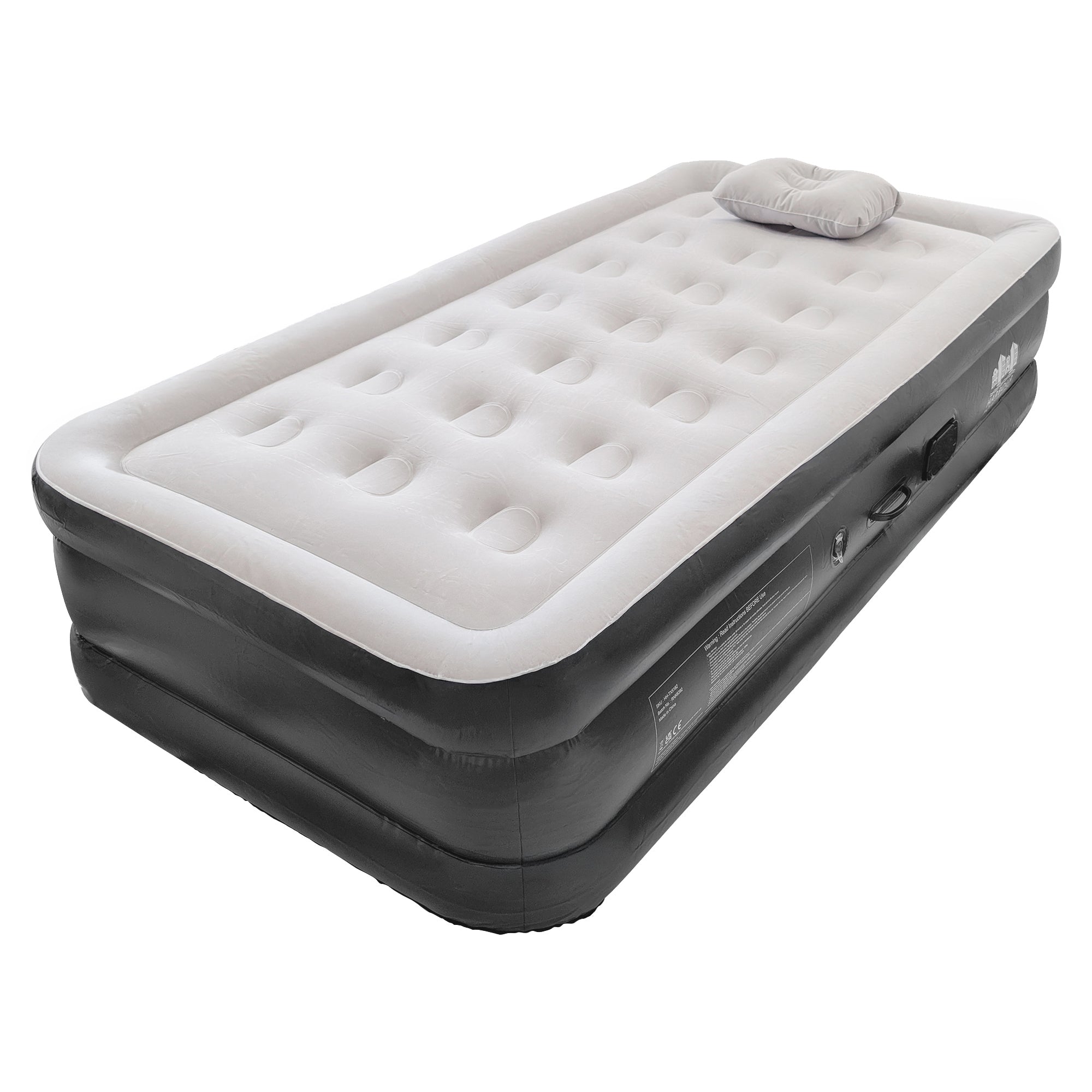 Single Airbed with Removable Electric Pump - Black/Grey
