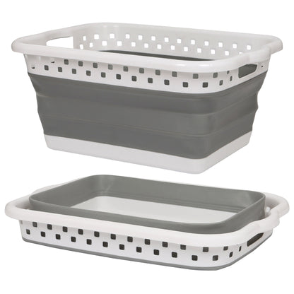 42L Collapsible Laundry Basket - White/Grey