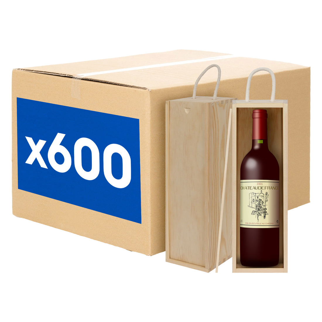 Single Bottle Wooden Wine Boxes - Pallet of 600