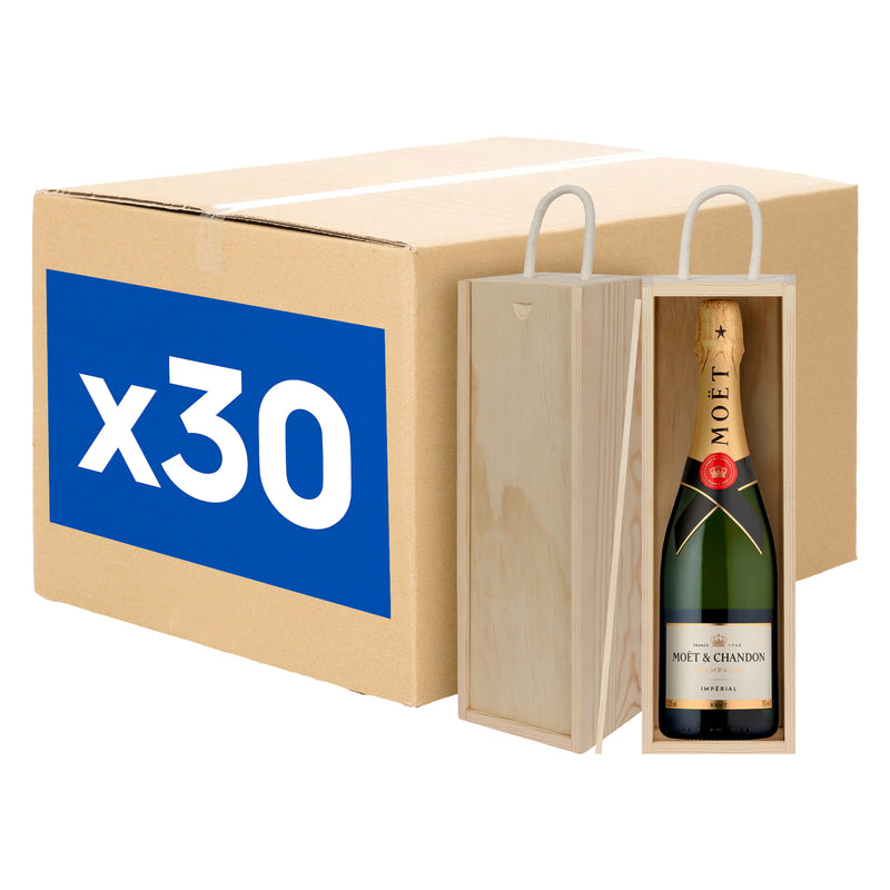 Single Bottle Wooden Champagne Wine Boxes - Pack of 30