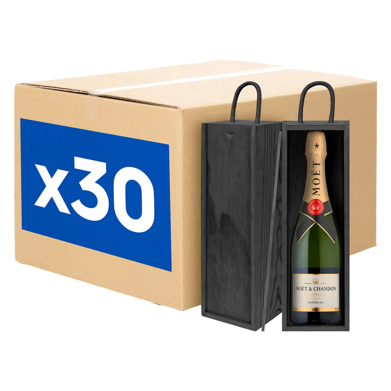 Single Bottle Wooden Champagne Wine Boxes - Pack of 30