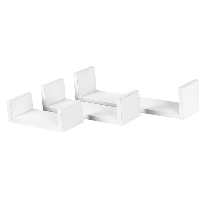 3pc White Modern U Shaped Floating Shelves - By Harbour Housewares