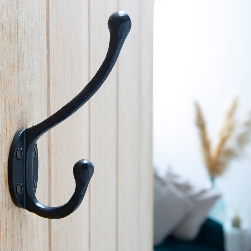 Rounded Hat & Coat Hook - W35mm x H125mm - Black