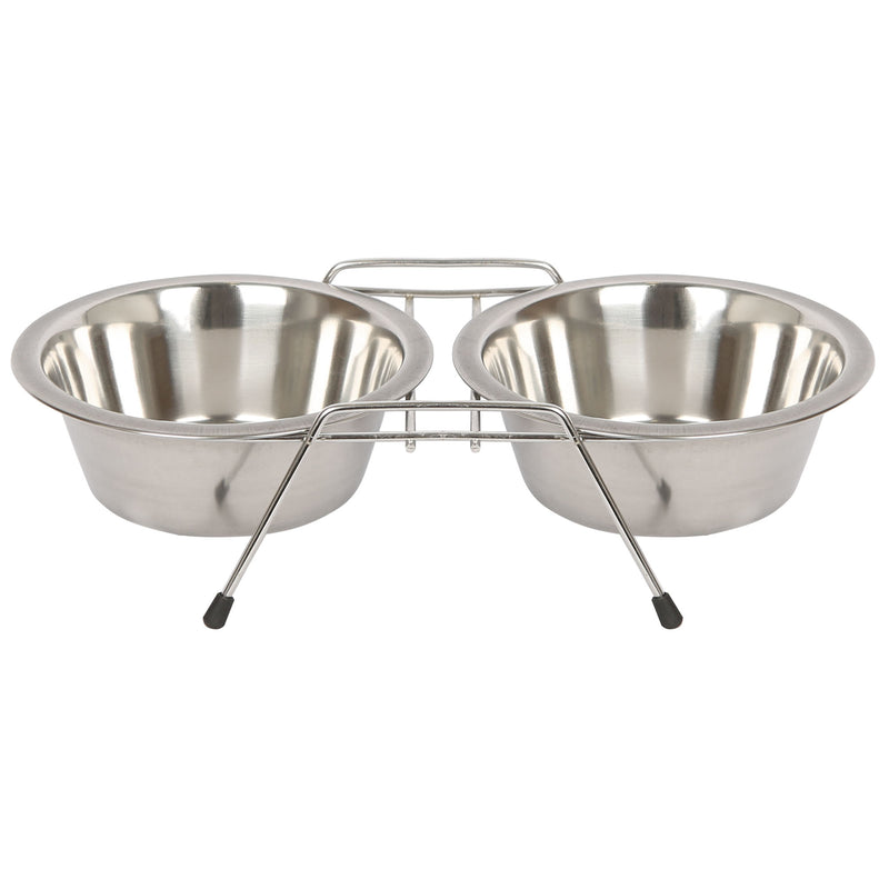 2x Stainless Steel Raised Dog Bowl Set - By Pets Collection