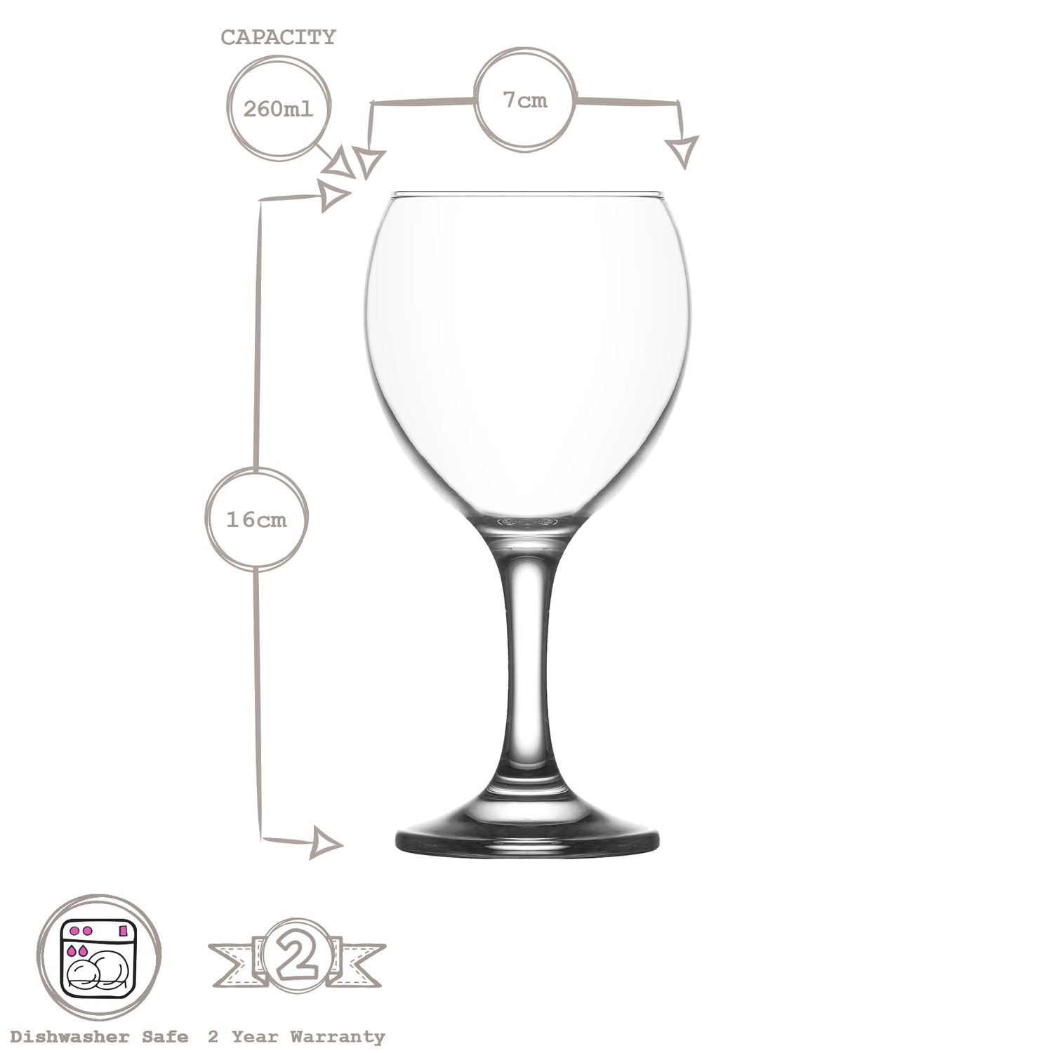 260ml Misket Wine Glass - Coloured Stem