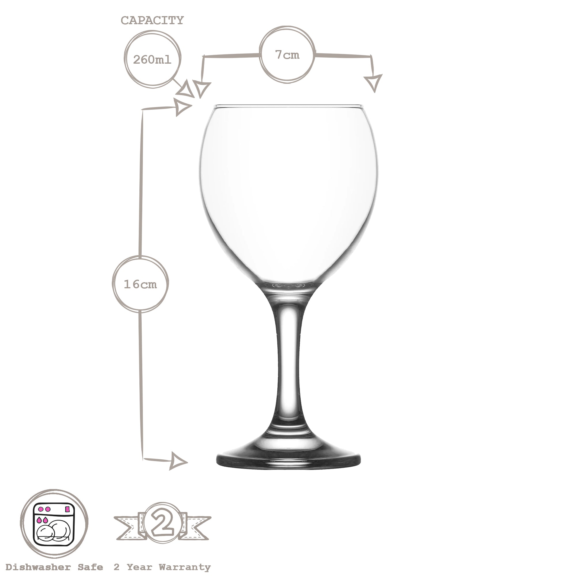 260ml Misket Wine Glass - Coloured Stem