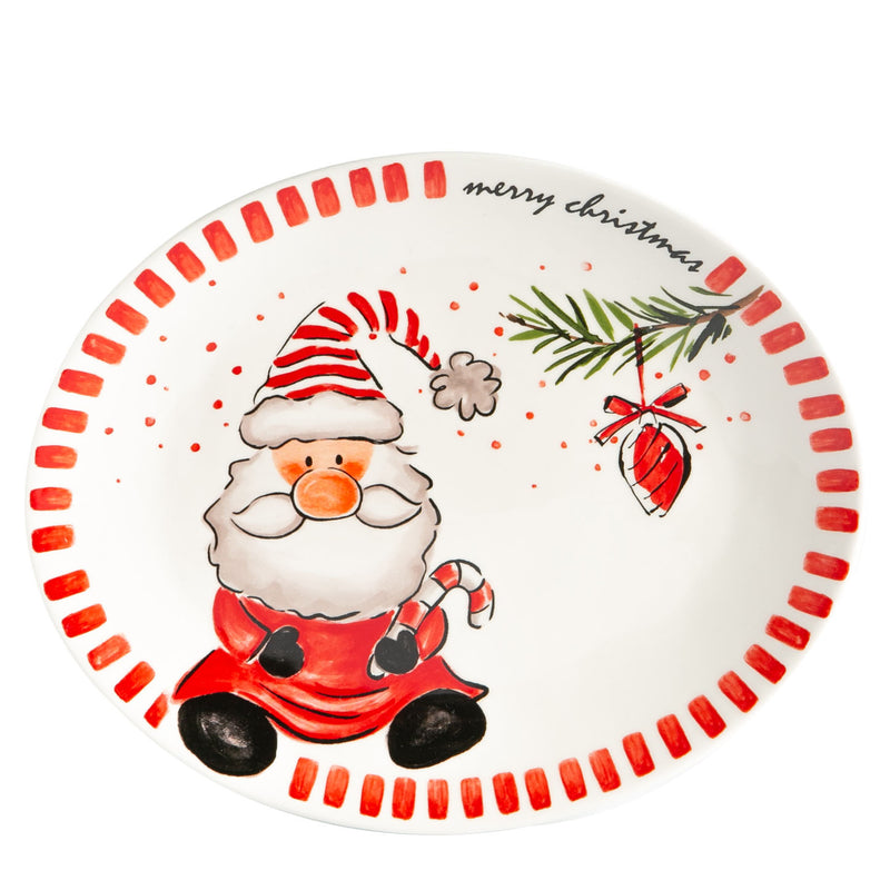 Father Christmas Stoneware Serving Platter - 31cm - By Nicola Spring