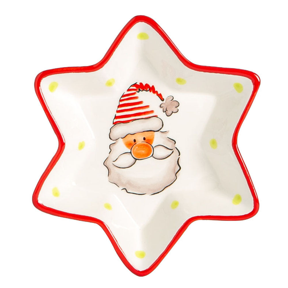 Father Christmas Stoneware Star Serving Plate - 18cm - By Nicola Spring