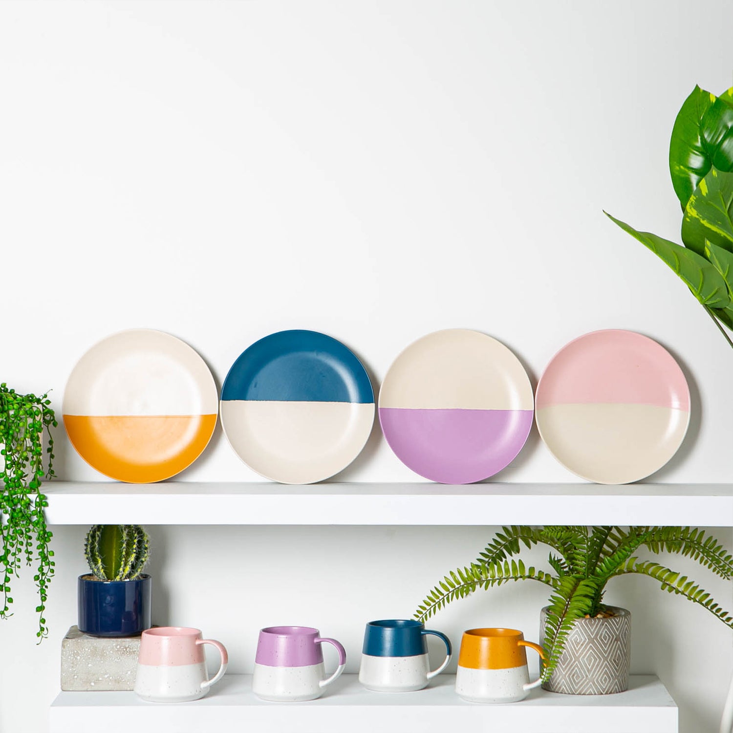 Colour Block Flecked Stoneware Belly Coffee Mug - 370ml - Lavender