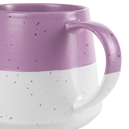 Colour Block Flecked Stoneware Belly Coffee Mug - 370ml - Lavender
