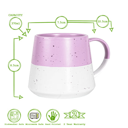 Colour Block Flecked Stoneware Belly Coffee Mug - 370ml - Lavender