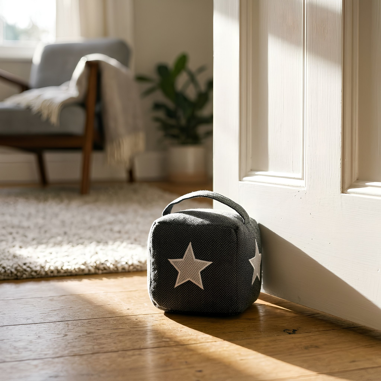 Nicola Spring Fabric Door Stop - Star - Grey