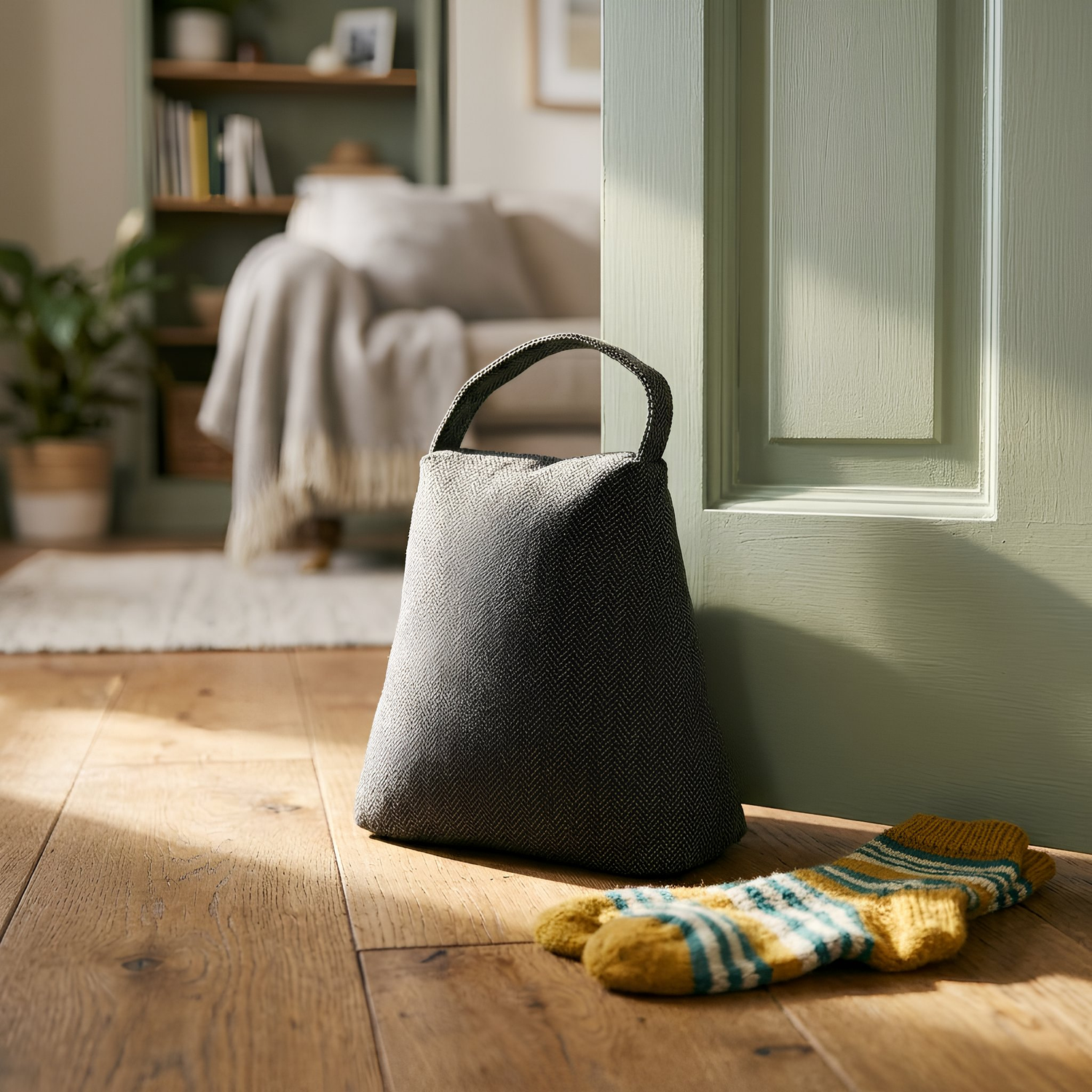 Nicola Spring Fabric Door Stop - Triangle - Grey